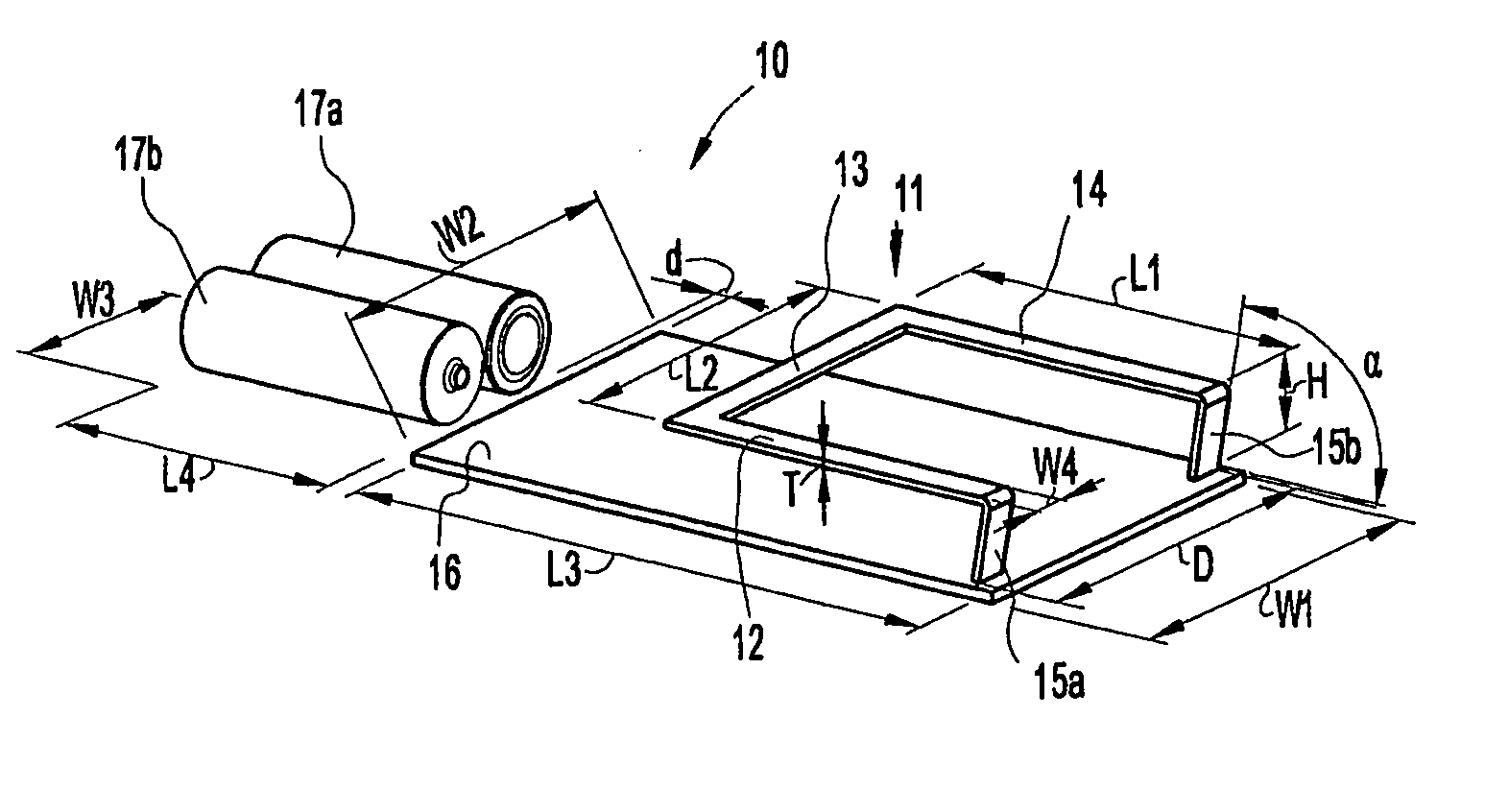 Wideband antena device with extended ground plane in a portable device