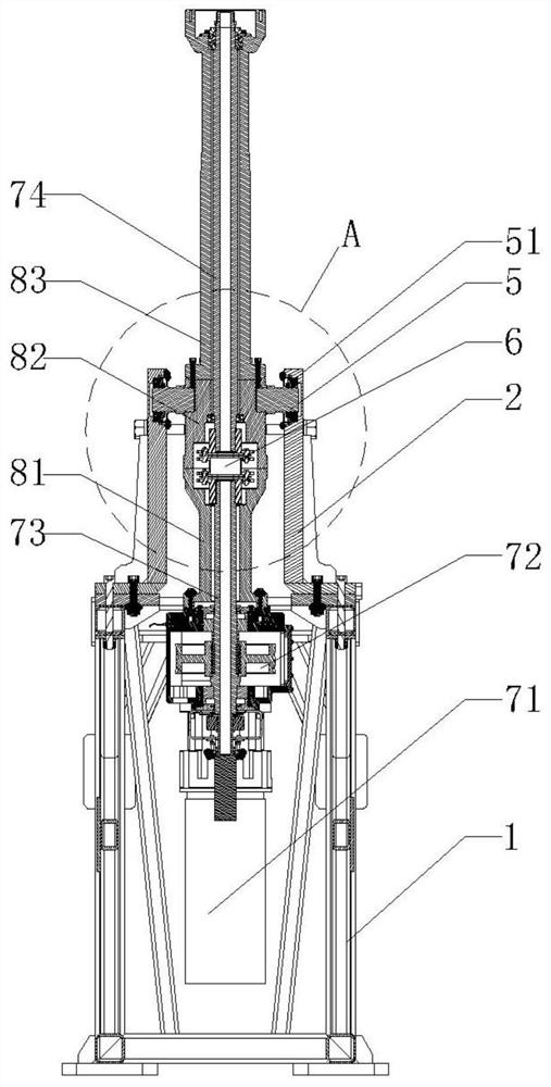 Transmission, tilting and vibration reduction system of icing wind tunnel helicopter test device