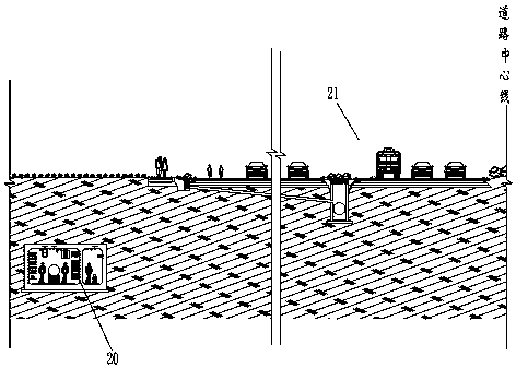 Sponge urban road in which comprehensive pipe rack is designed and road construction method