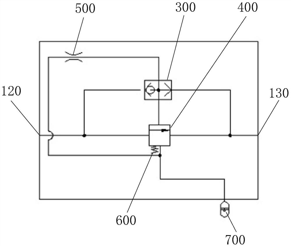 Shock valve, slewing hydraulic system and crane