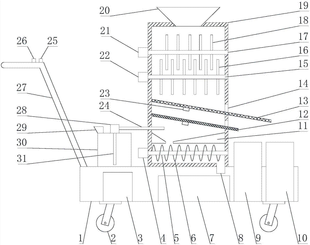 Smashing and separating treatment device for domestic garbage