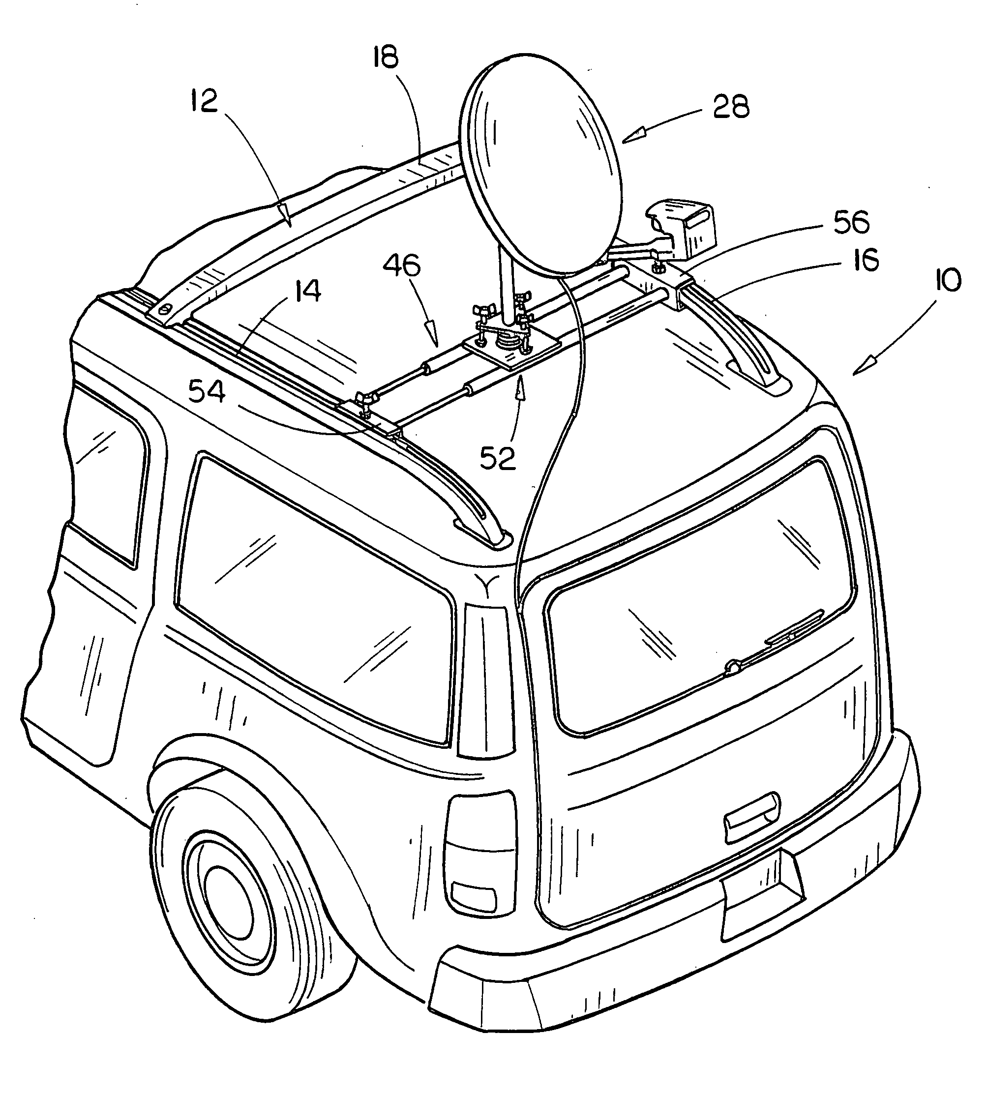 Means for mounting a portable satellite antenna on a vehicle