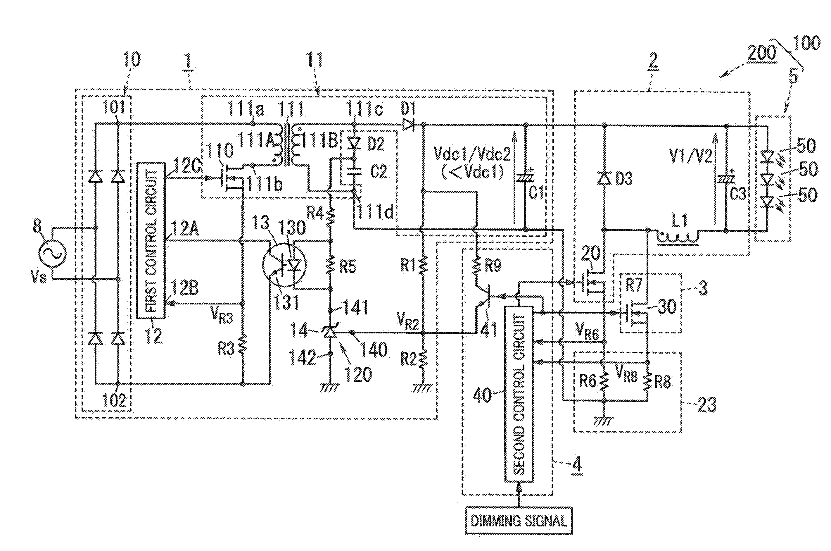 LED driver, lighting equipment and light fixture