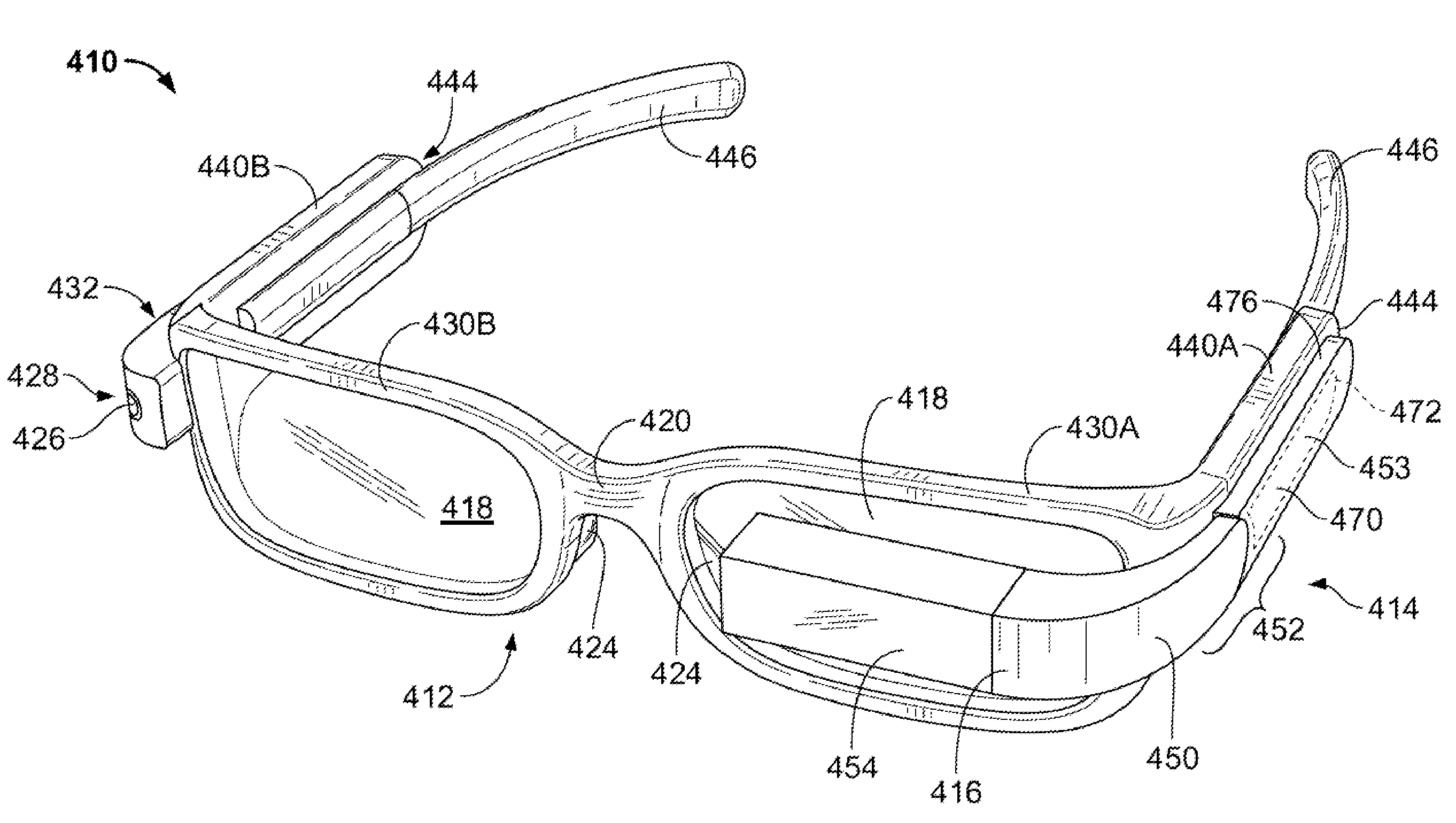 Eyeglass frame with input and output functionality