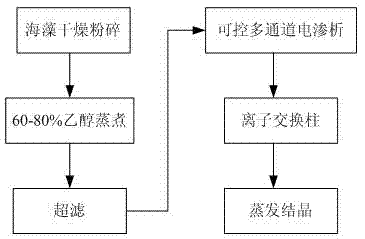 Method for separating and purifying kainic acid through controllable multichannel electroosmosis