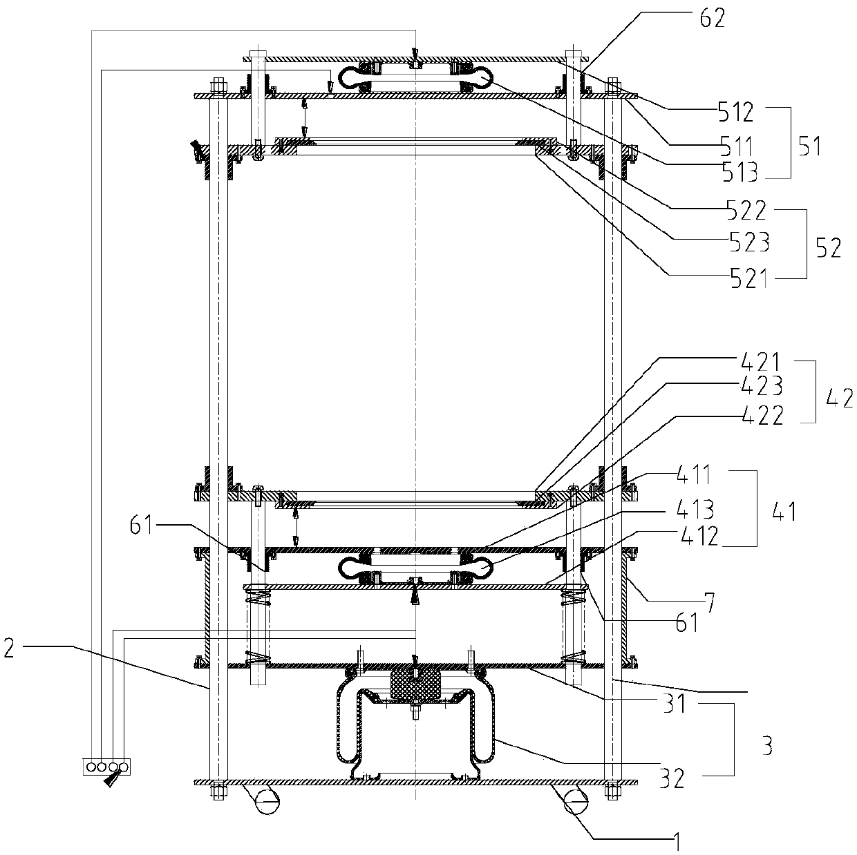 Bladder vulcanized green tire shaping device and shaping method