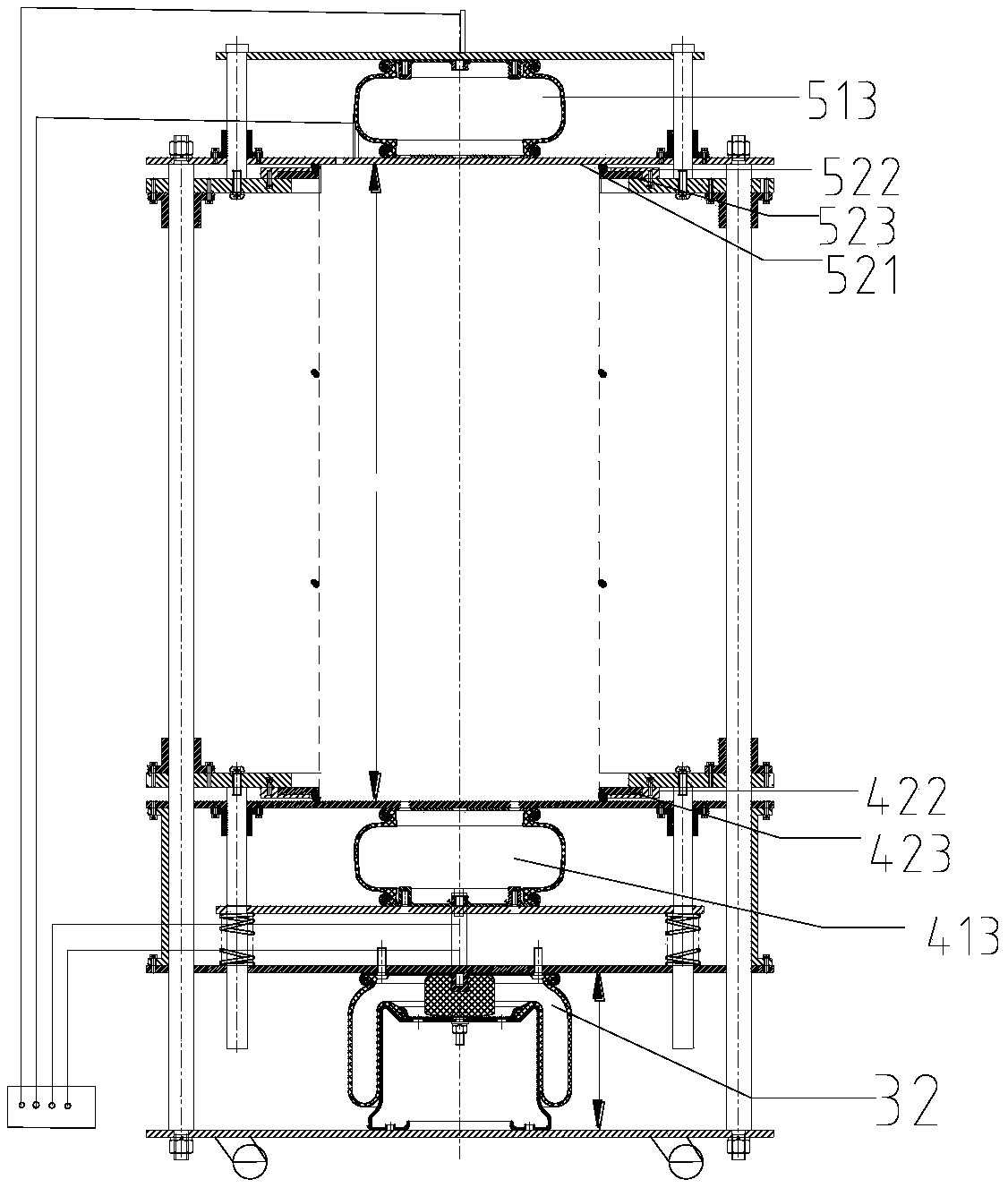 Bladder vulcanized green tire shaping device and shaping method