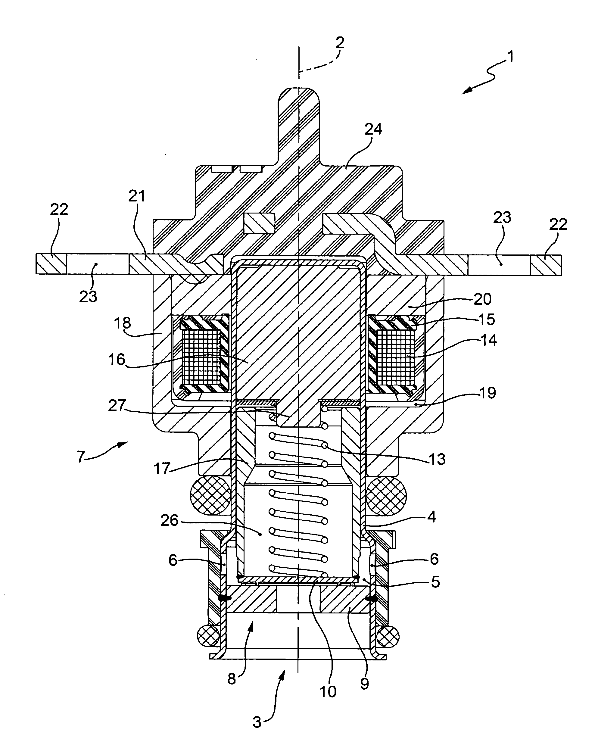 Electromagnetic fuel injector for gaseous fuels with anti-wear stop device