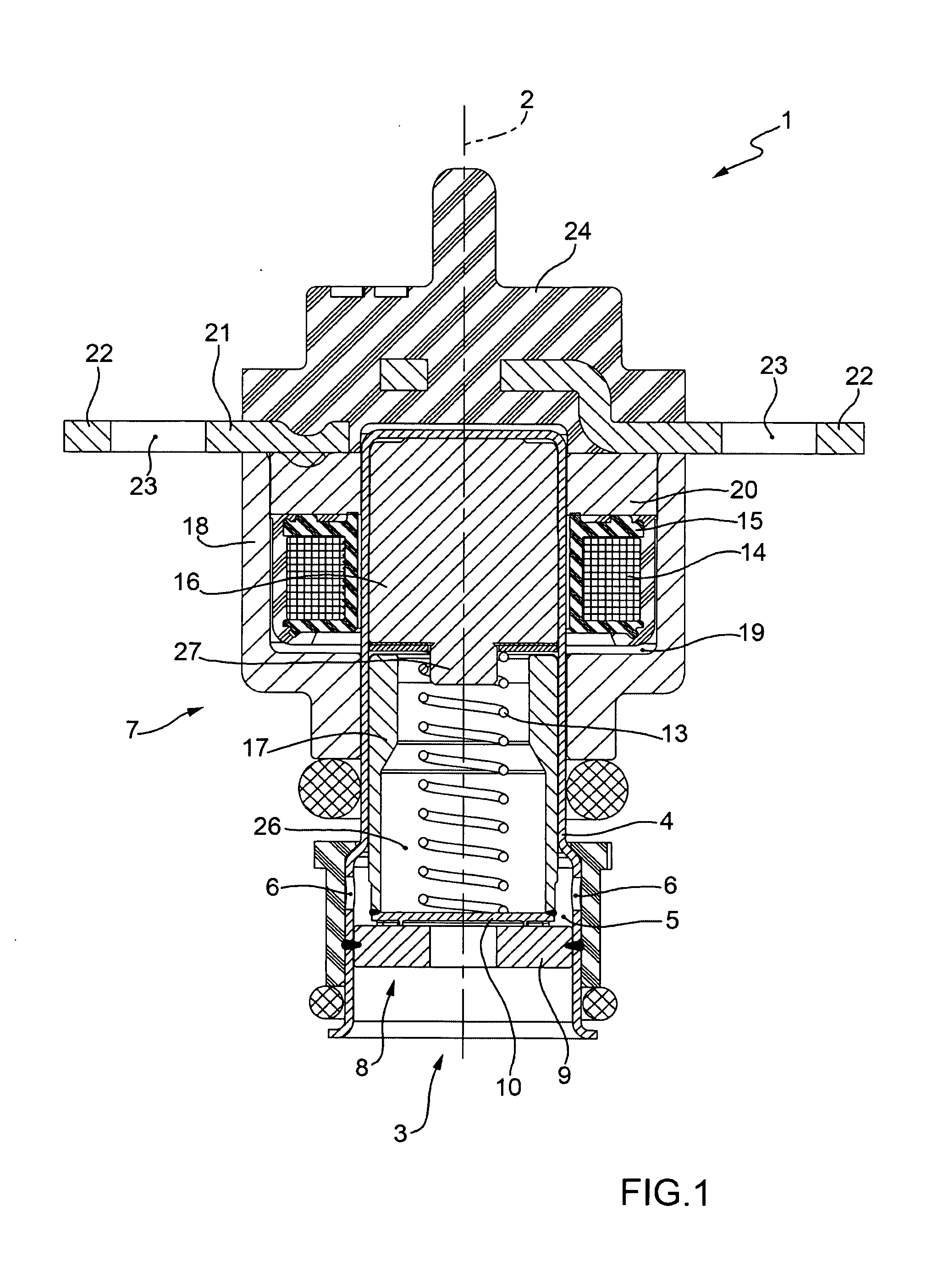 Electromagnetic fuel injector for gaseous fuels with anti-wear stop device