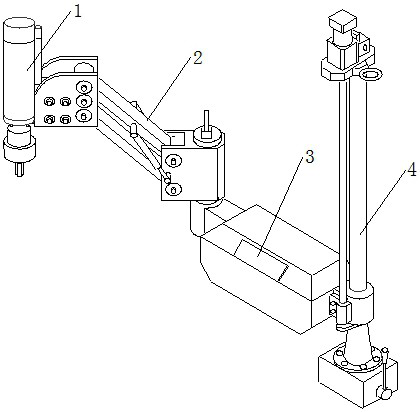 Threaded hole machining device for large annular plane flange and stepped flange and method