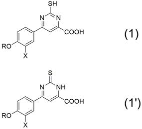 6-(3,4-substituted phenyl)-2-mercaptopyrimidine-4-carboxylic acid compounds and their preparation method and use