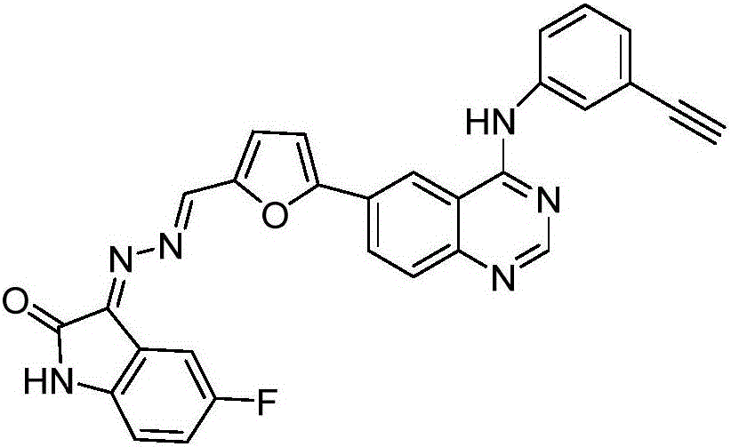 Isatin derivative synthesized by isatin hybrid quinazoline compound and application thereof in preparing antineoplastic drugs