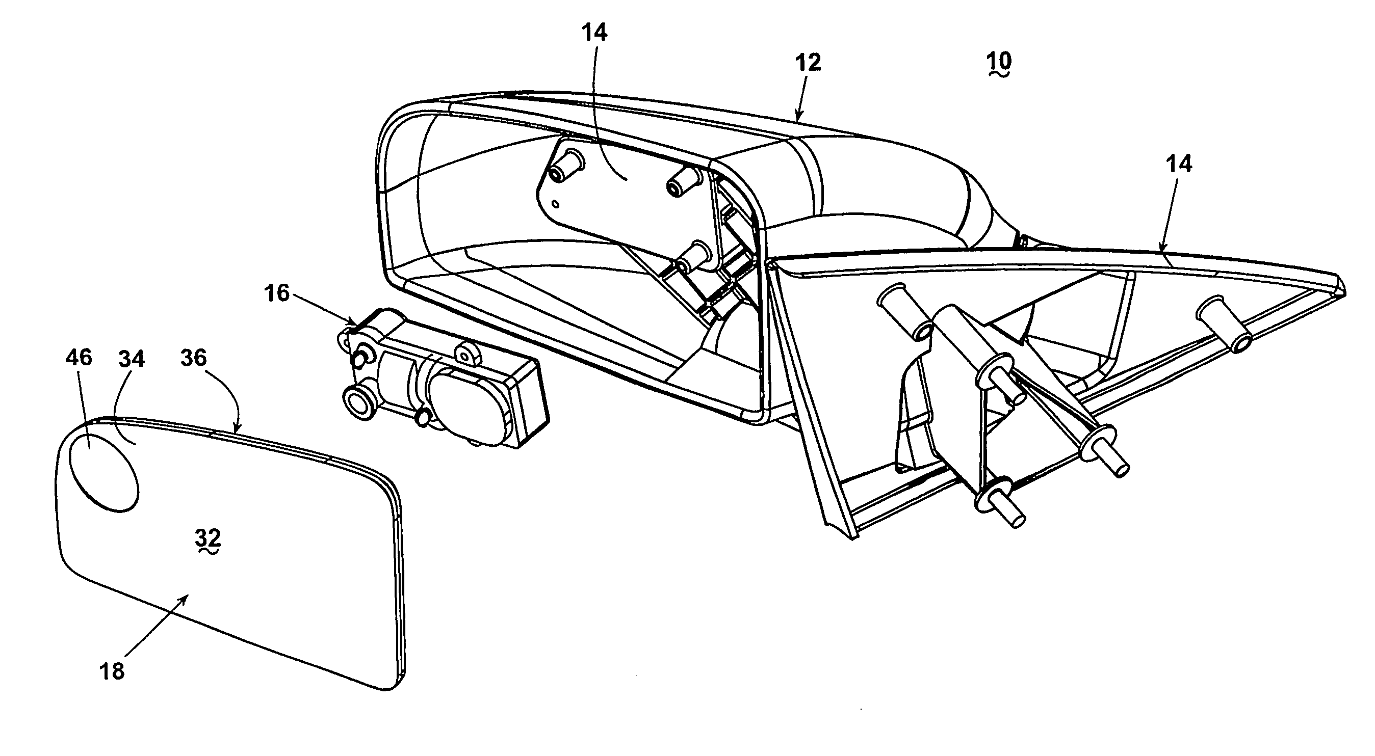Vehicle mirror having polymeric reflective film element and self-dimming element