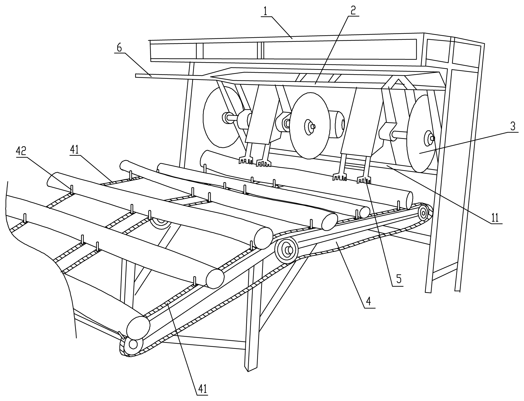 Wood cutting machine and wood cutting and processing method