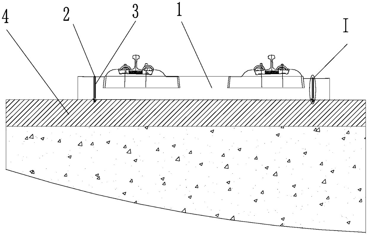 Ballastless track structure settlement lifting device and lifting method thereof