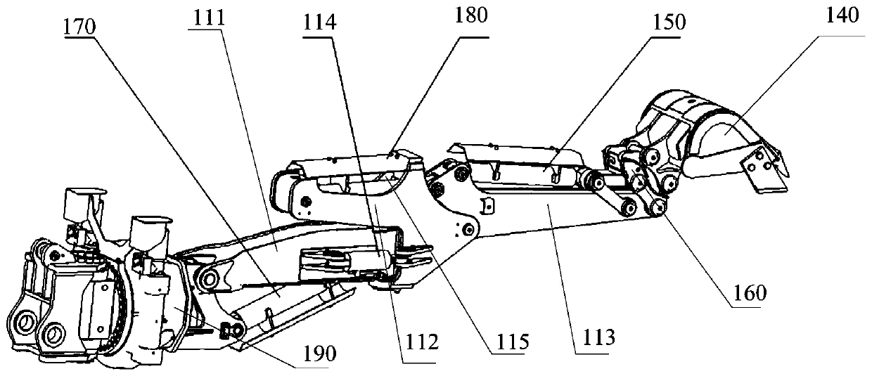 Work arm assembly and excavating equipment