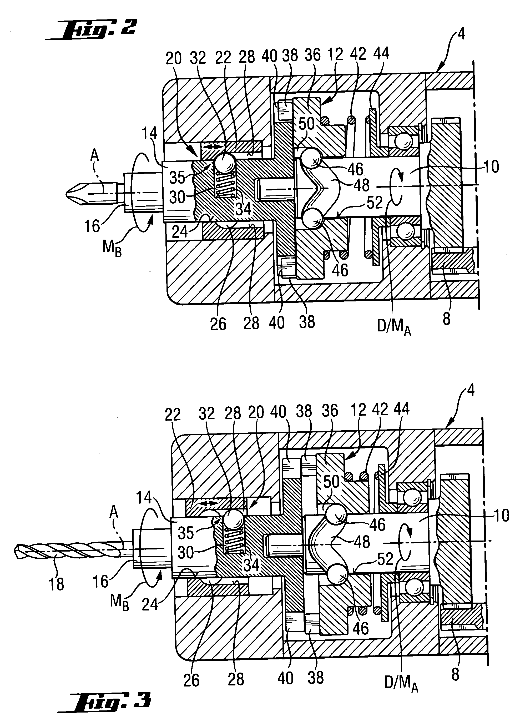 Power tool with an intermittent angular torque pulse