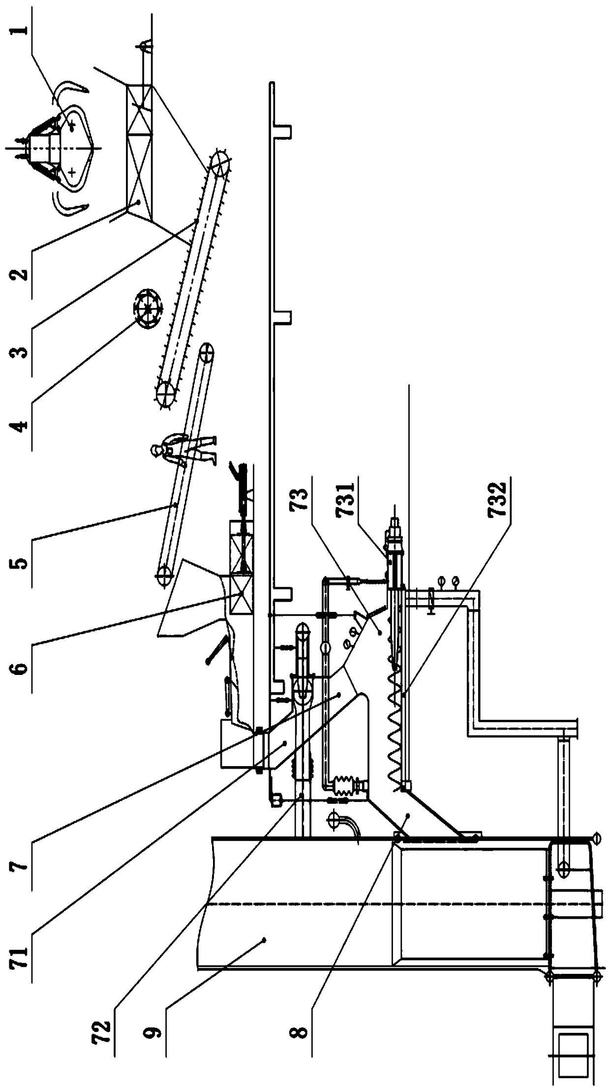 Preheating and anhydration device for garbage