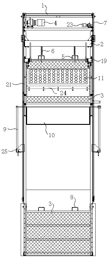 Alternate treating device of decontaminating filter screens for open channel