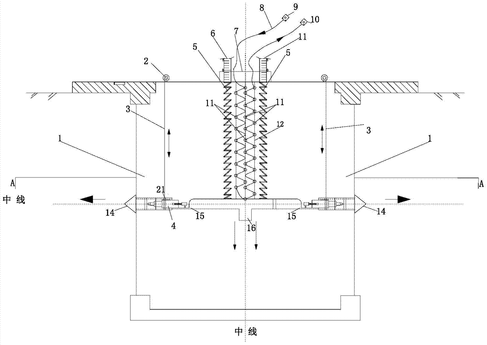 Device and method for hydraulic structure deformation distribution type optical fiber monitoring