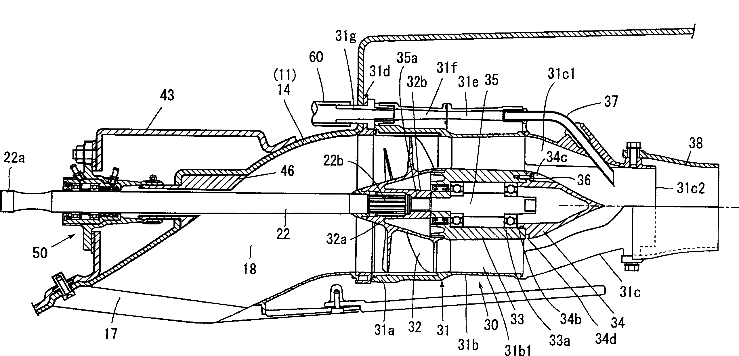 Bearing structure of drive shaft for ship
