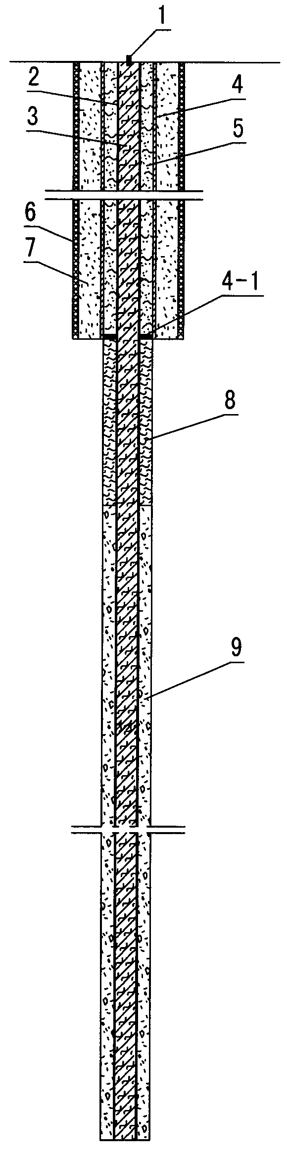 Deep-embedded pile for plane vertical control point at freeze-thaw area and embedding method of deep-embedded pile