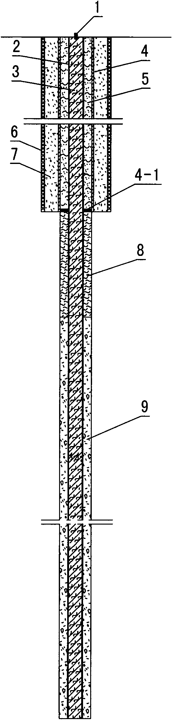 Deep-embedded pile for plane vertical control point at freeze-thaw area and embedding method of deep-embedded pile