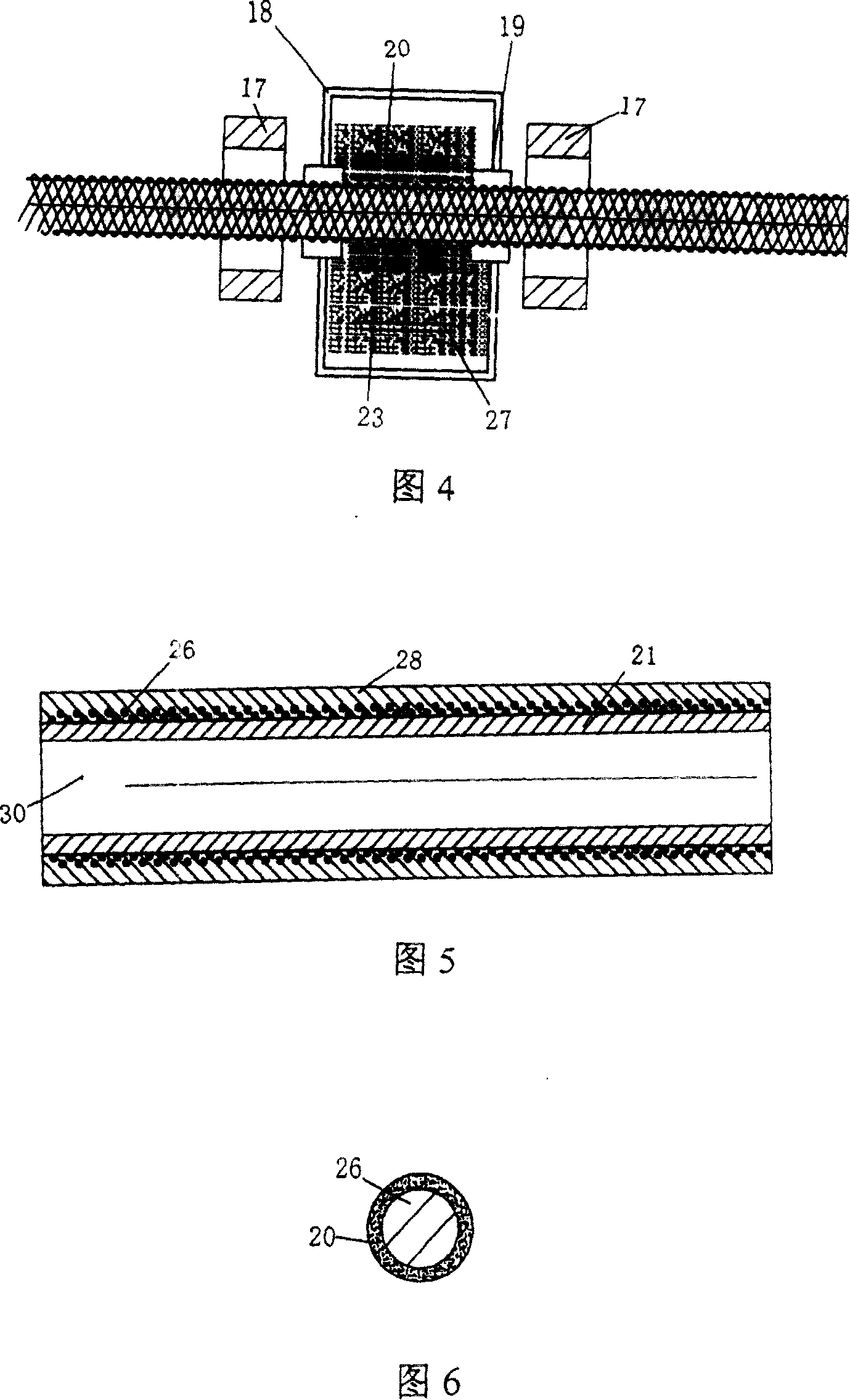 Method and apparatus for mfg. screw winded or braided steel wire enhanced composite plastic pipe material