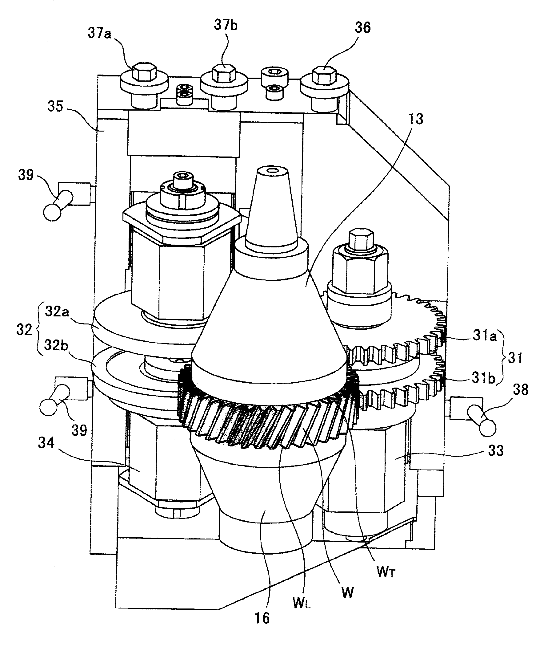 Chamfering device and gear processing machine provided therewith