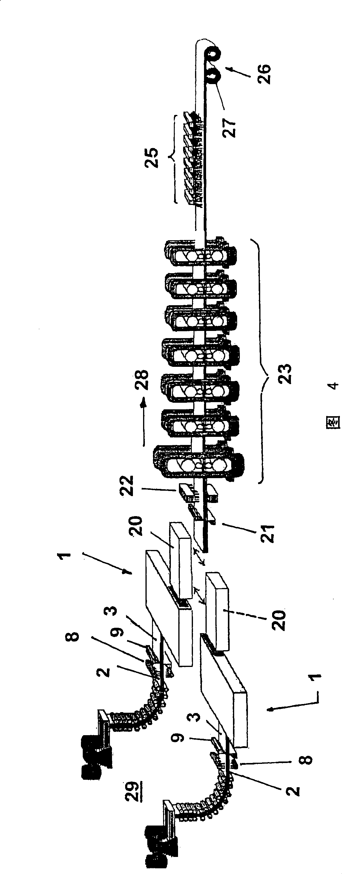 Roller hearth furnace for heating and/or temperature equalisation of steel or steel alloy continuous cast products and arrangement thereof before a hot strip final rolling mill