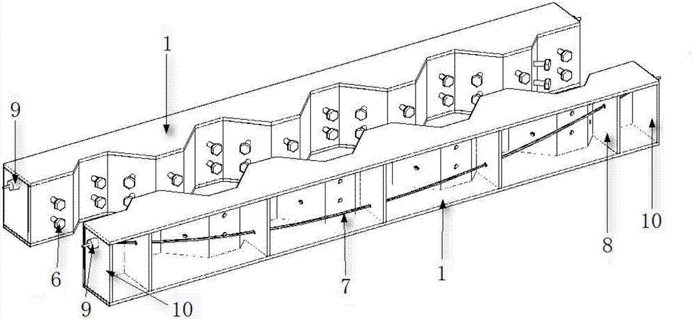 Assembled prestressed corrugated web occlusion steel girder