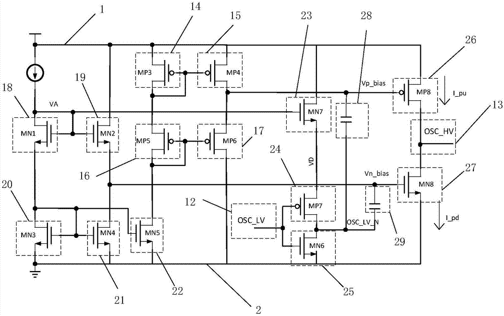 Low-power consumption current hunger type oscillator circuit