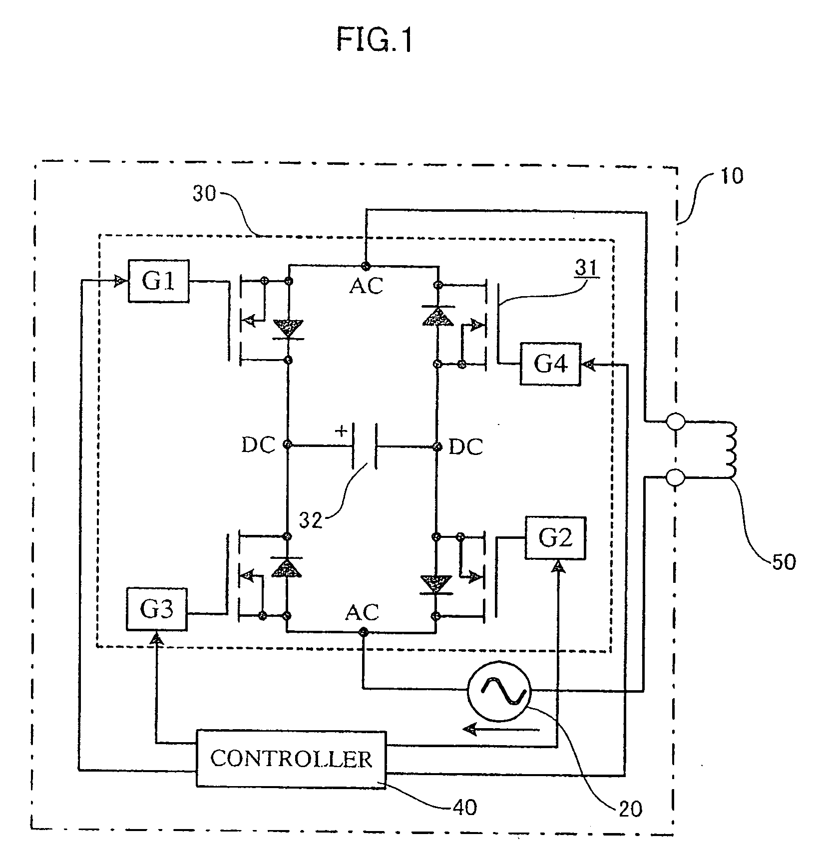 Alternating-current power supply device recovering magnetic energy