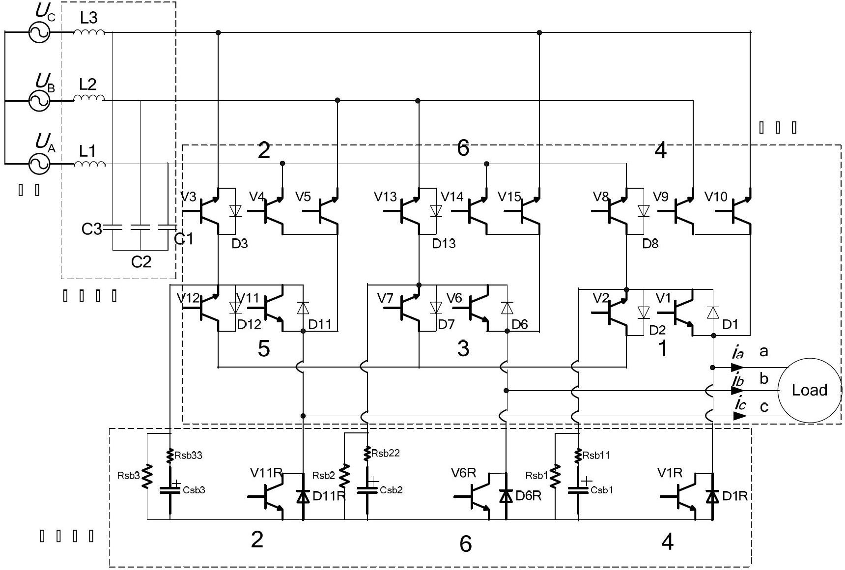 Three-phase alternating current-alternating current (AC-AC) direct frequency converter topology structure and control method thereof