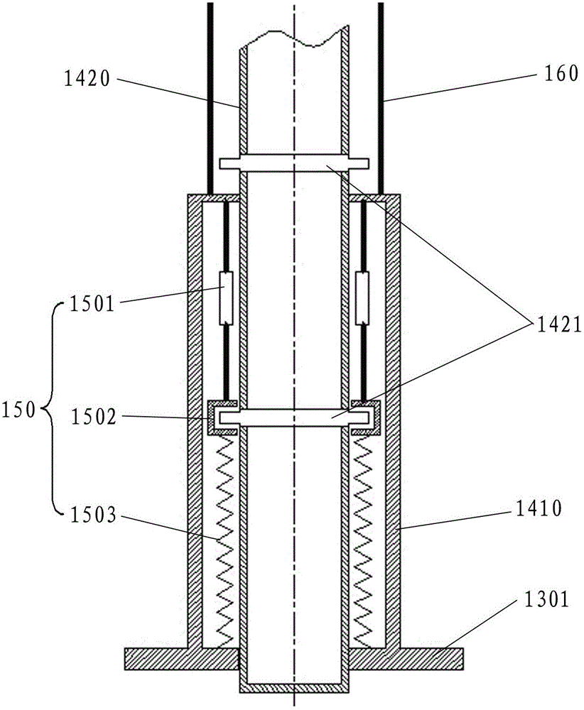 Telescopic damping device and marine floating type fan base