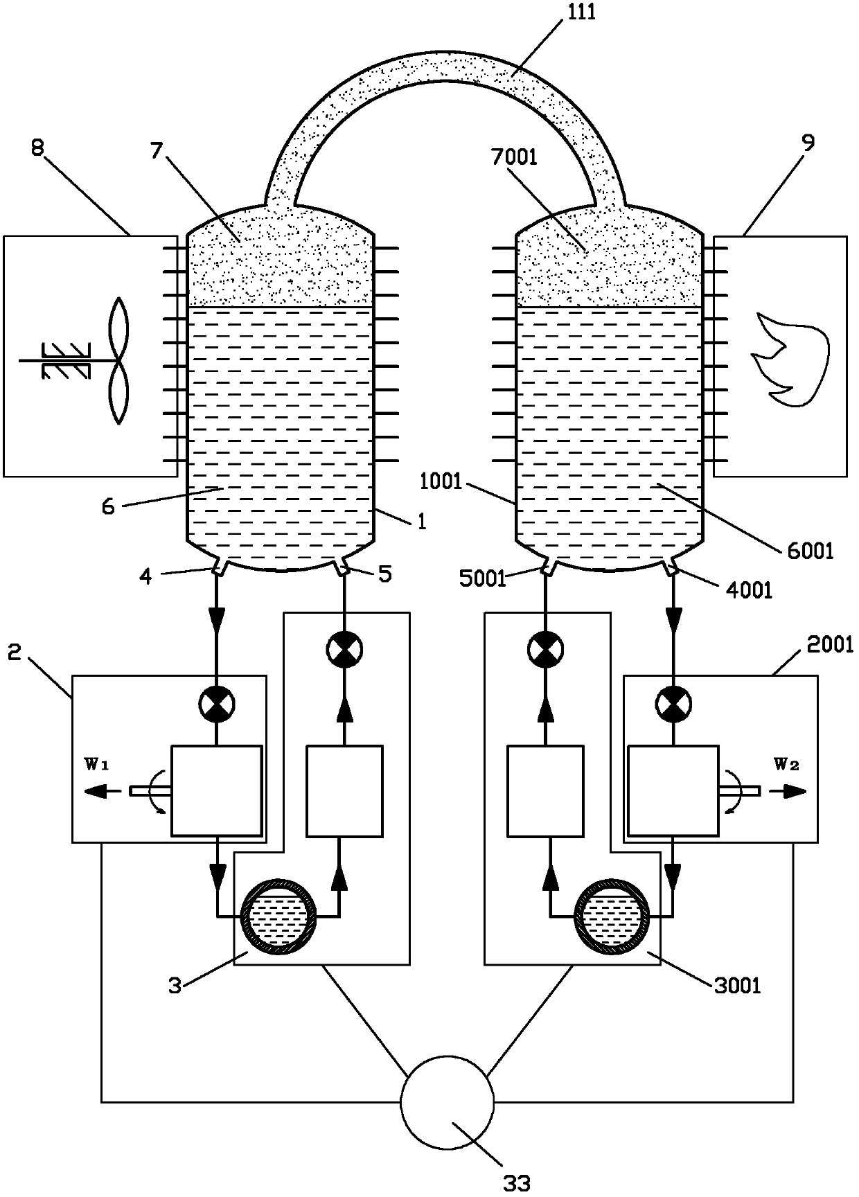 Liquid piston heat engine
