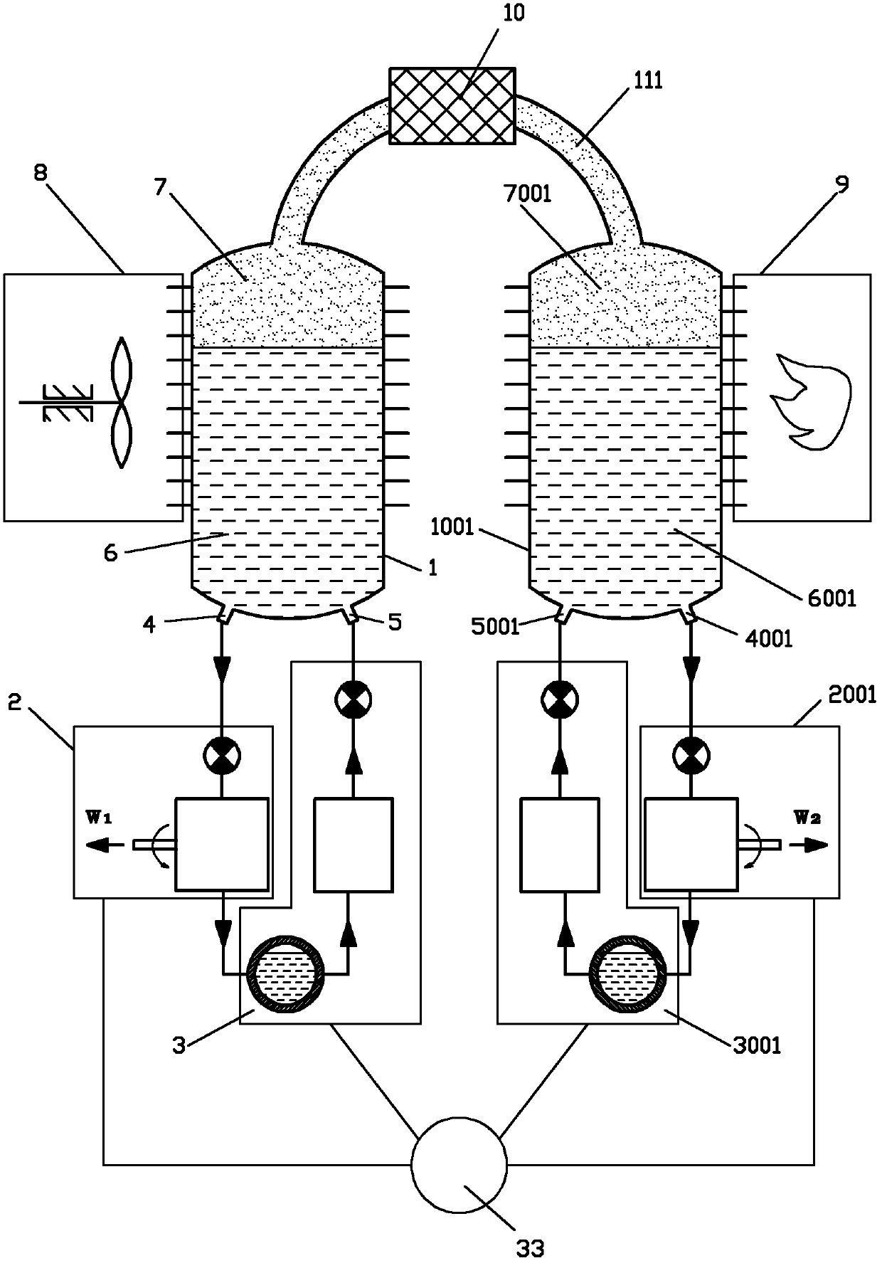 Liquid piston heat engine