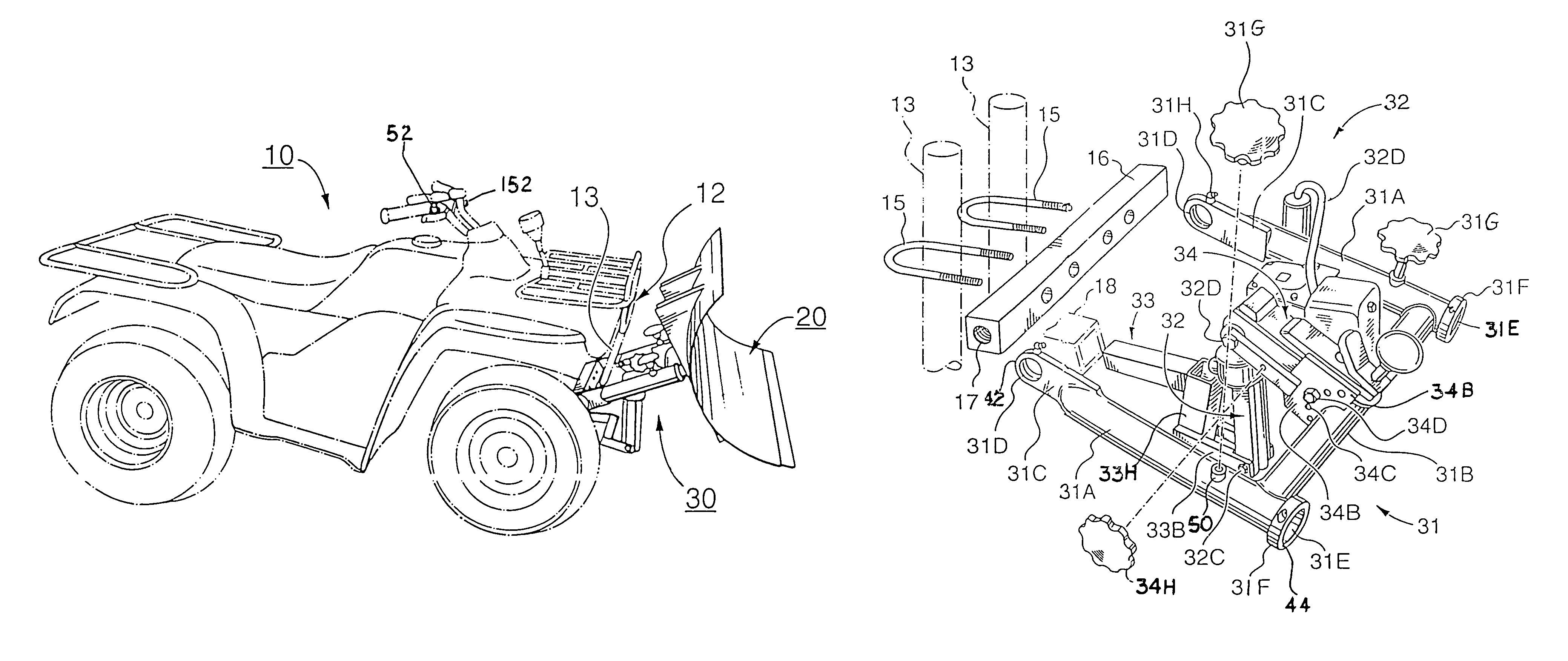 Vehicle front-end quick connect hitch and lift assembly
