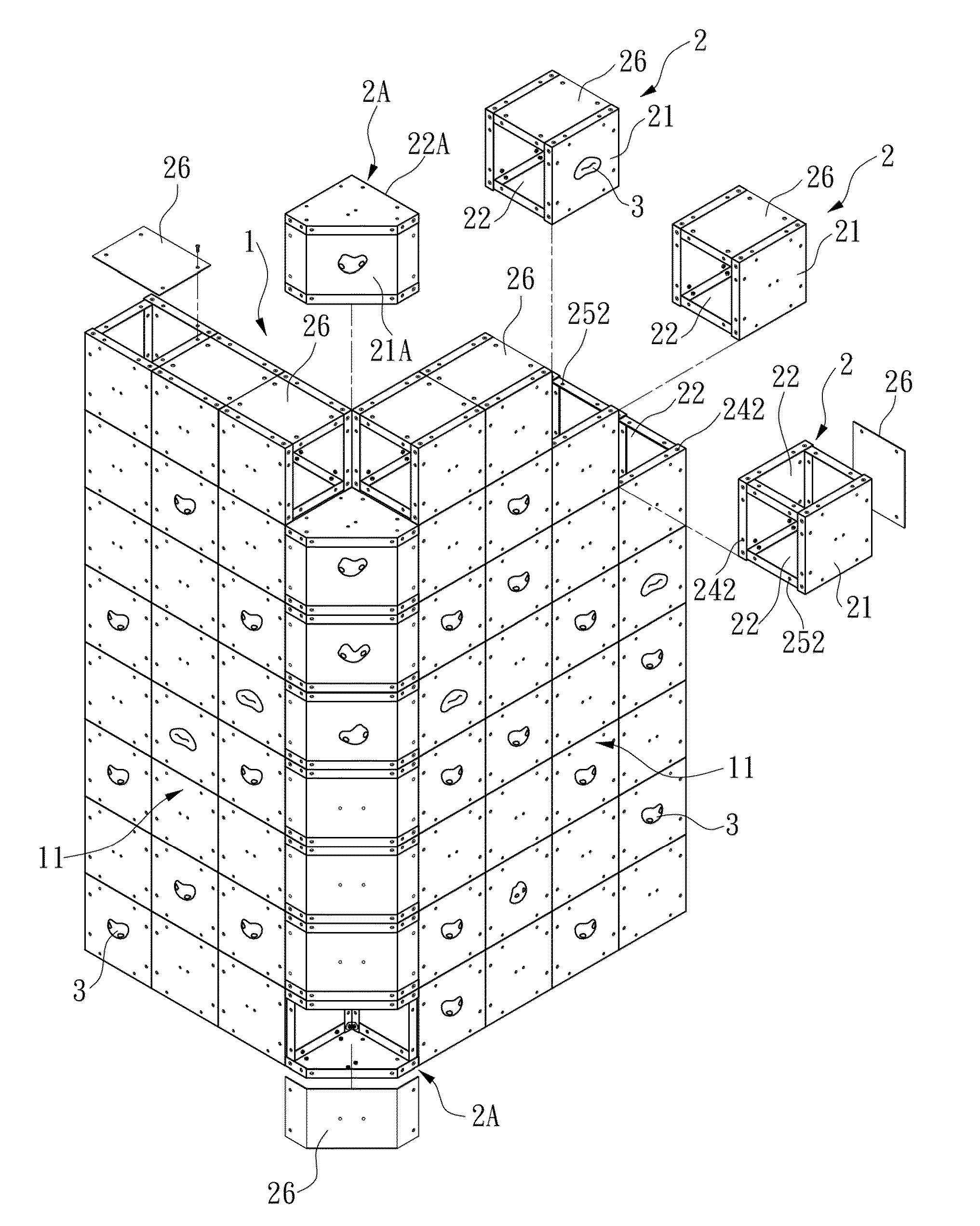 Assembled rock climbing device