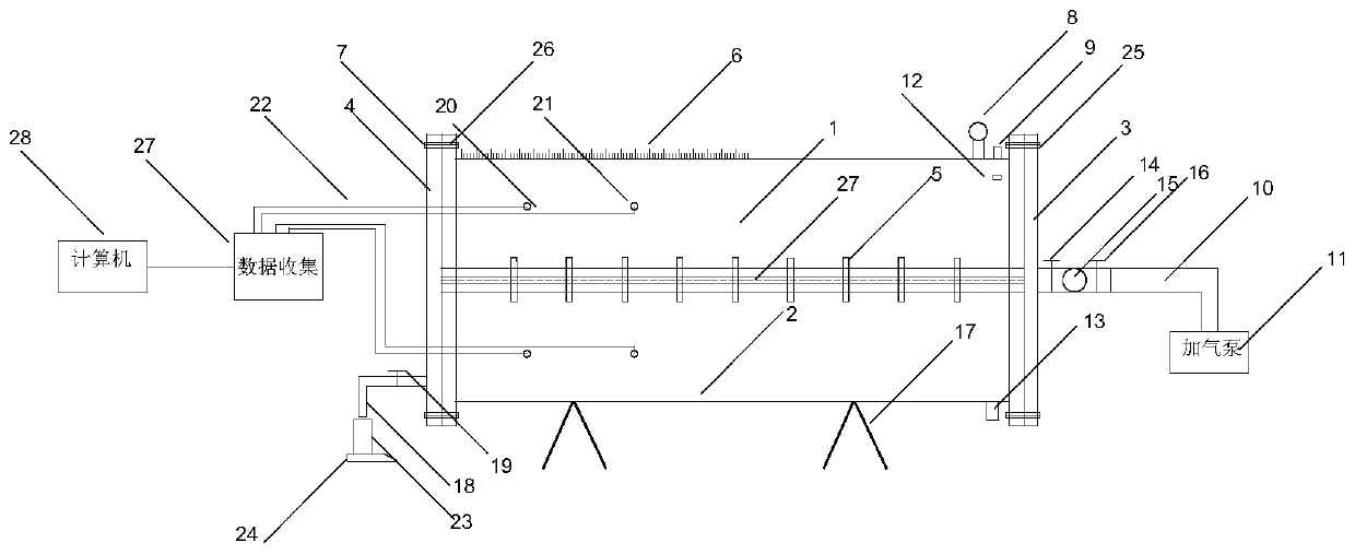 Testing device for horizontally simulating stratum slurry permeation and soil body mechanical property change