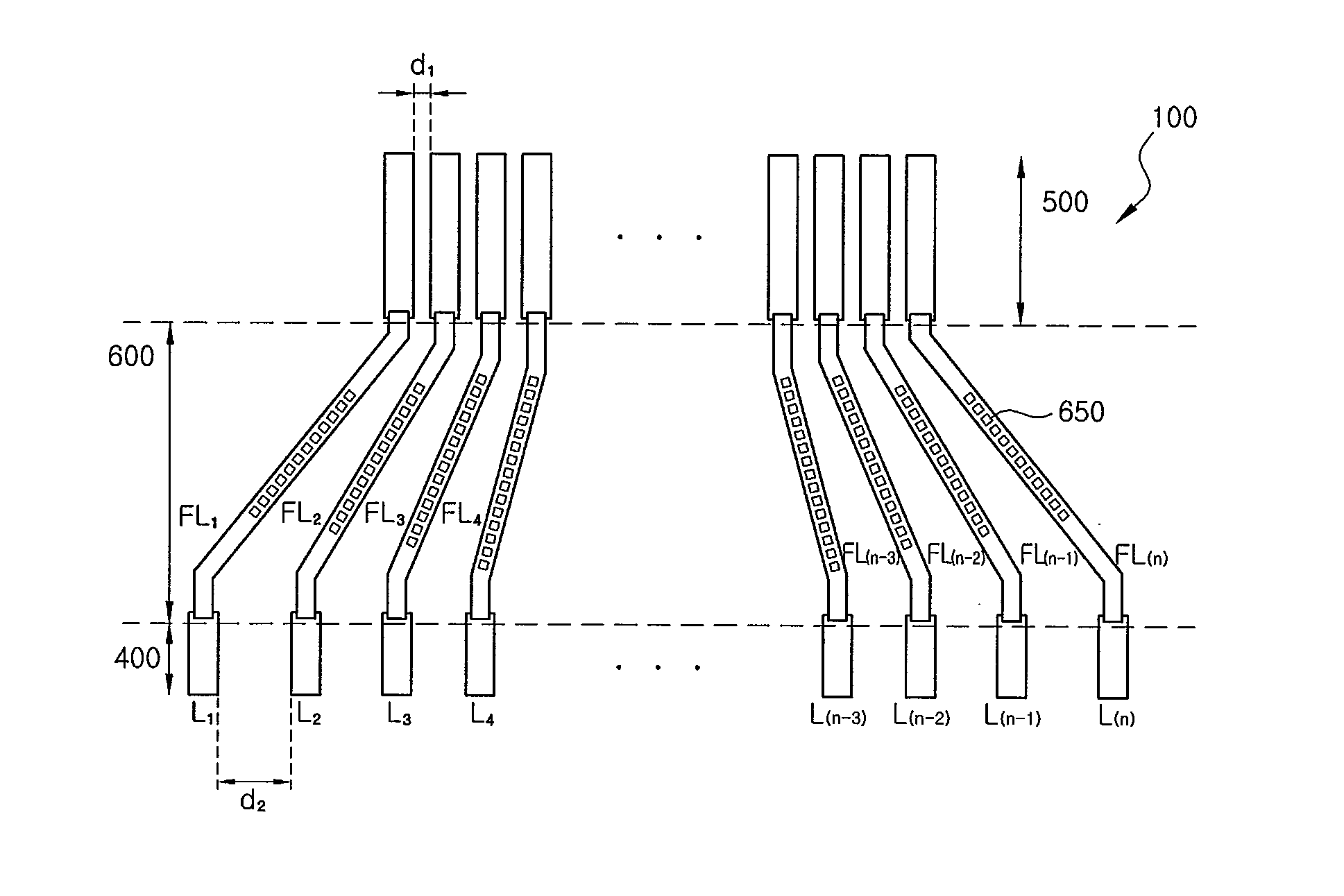 Fanout line structure and flat display device including fanout line structure