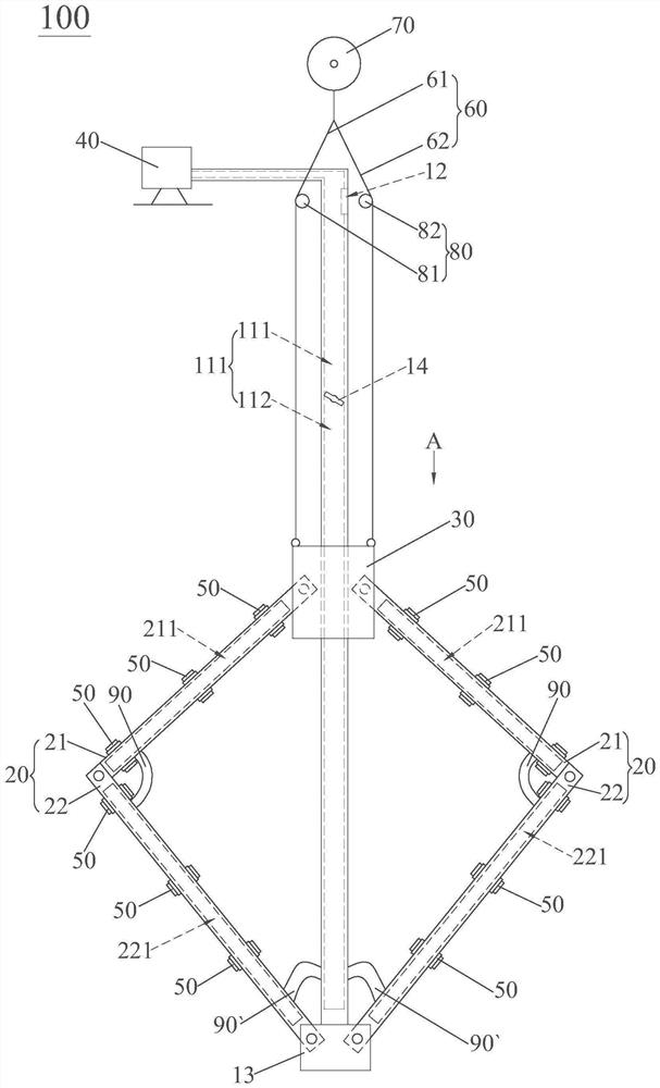 Air pressure umbrella-shaped framework retractable liquid injection equipment