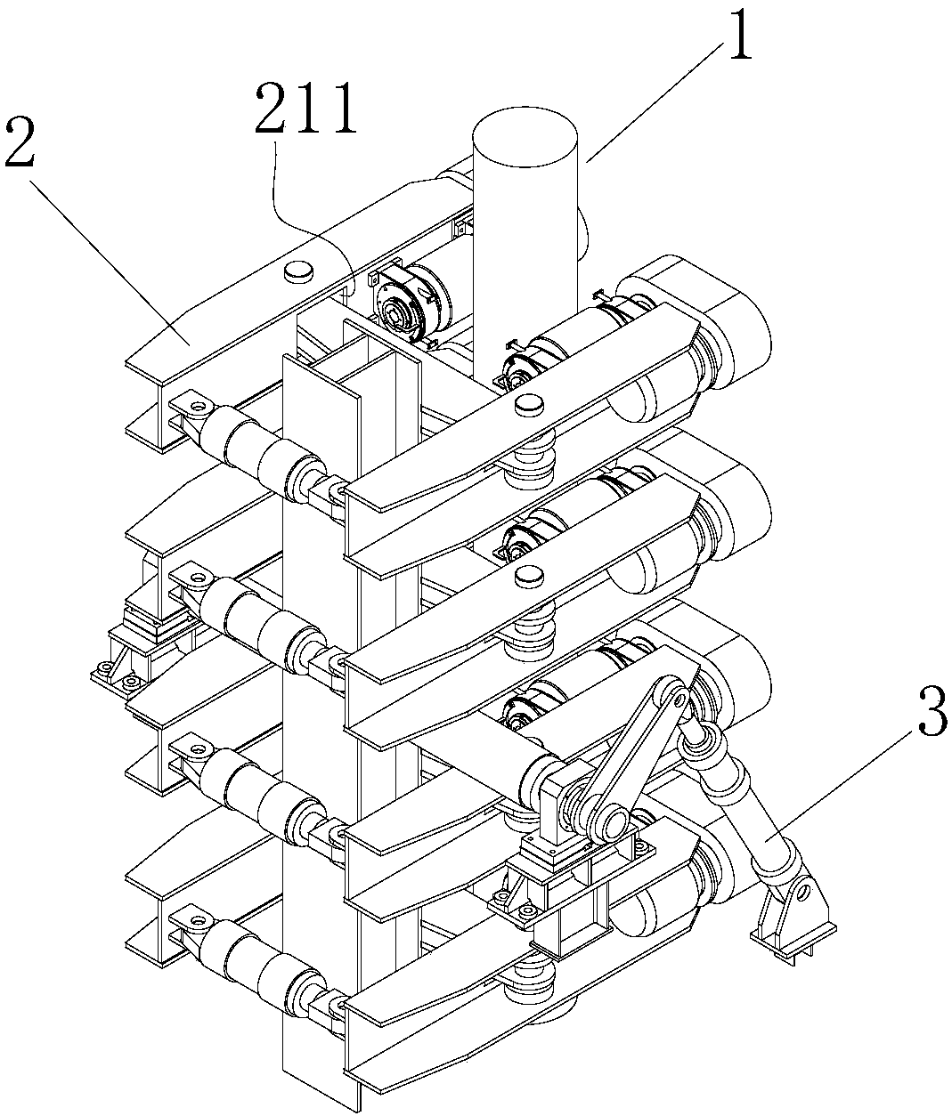 Blank discharging device for large-section vertical continuous casting machine