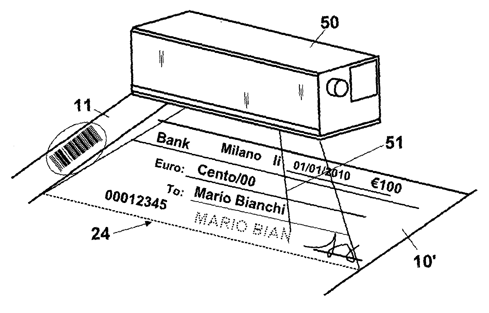 Anti-counterfeit method and apparatus for a document