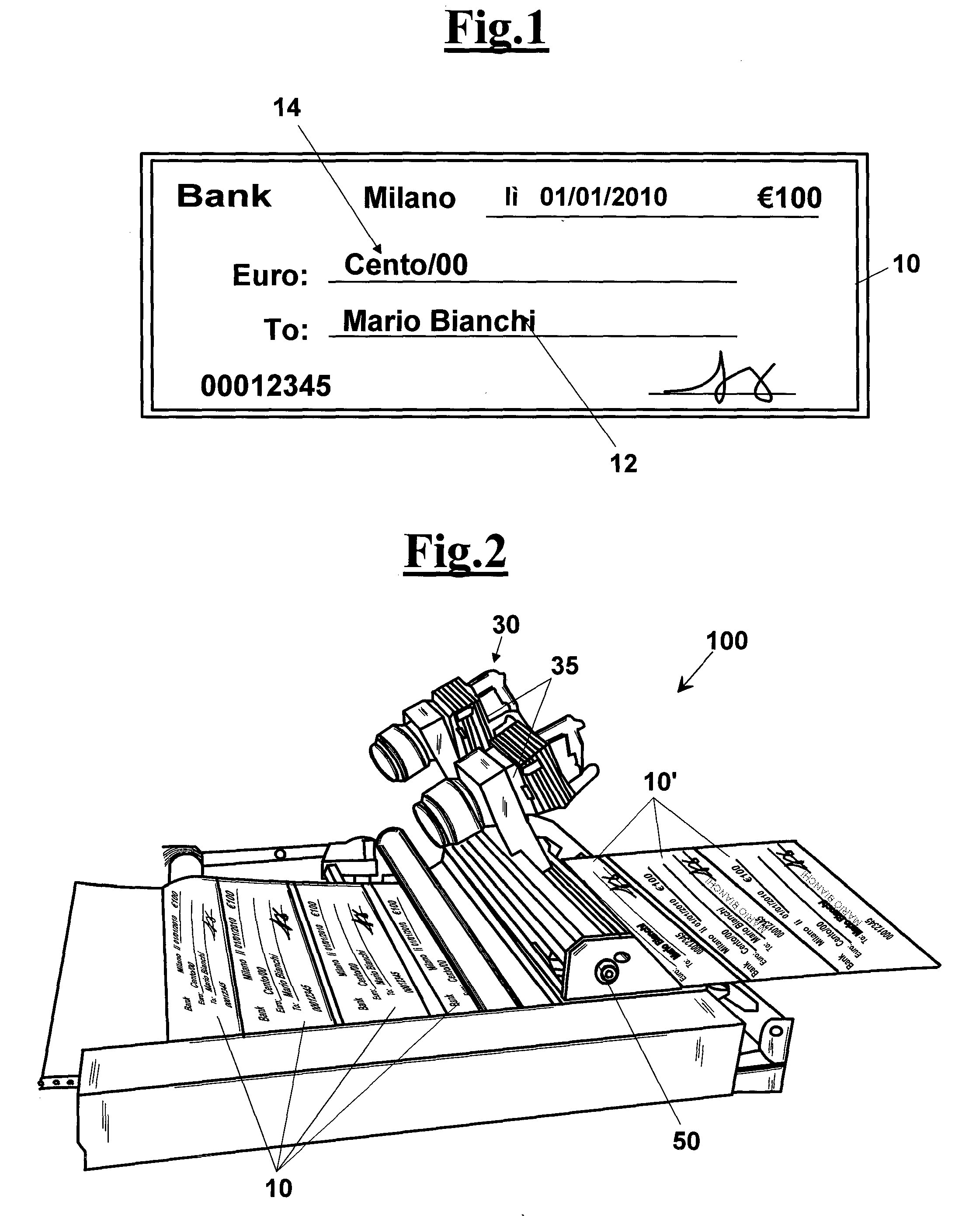 Anti-counterfeit method and apparatus for a document