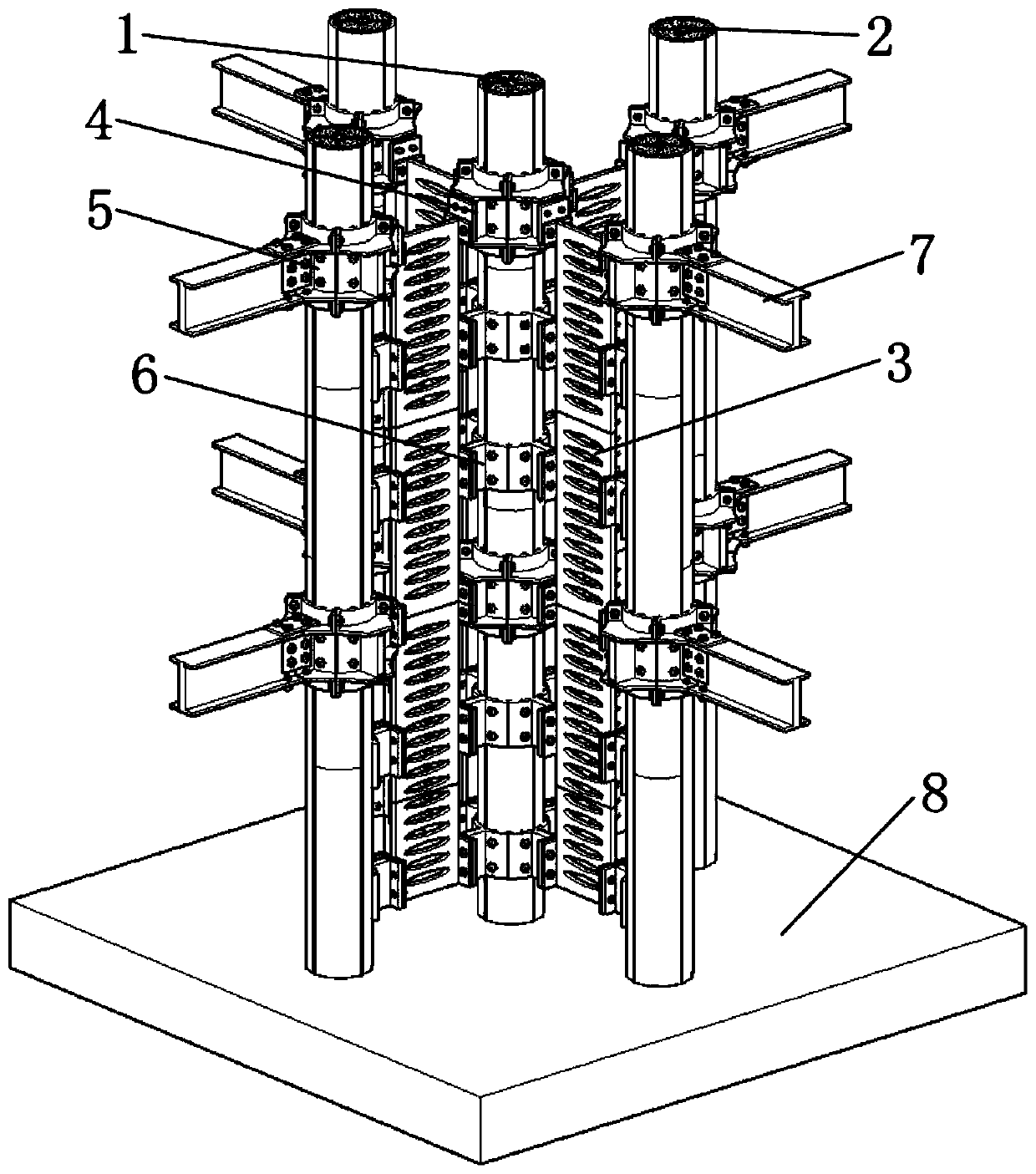 Prefabricated function recoverable steel frame concrete composite column and its installation method