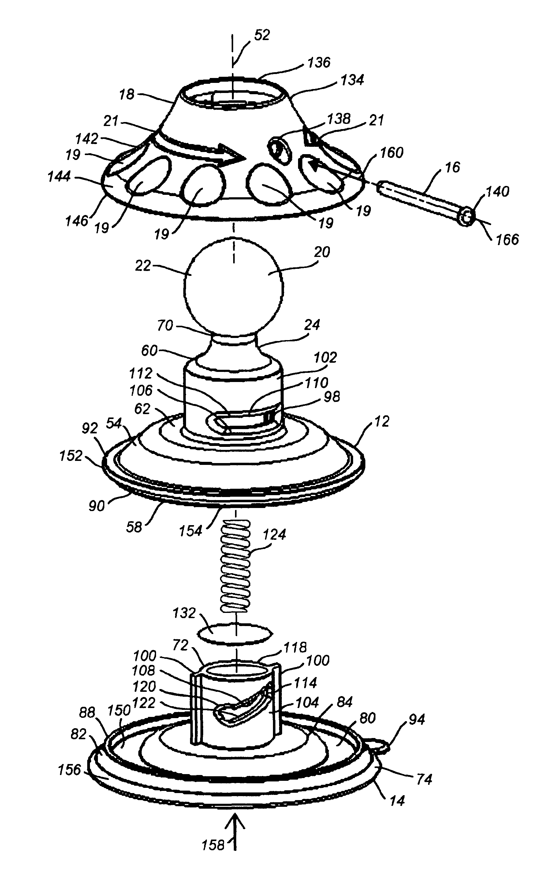 Suction cup having compact axial installation and release mechanism