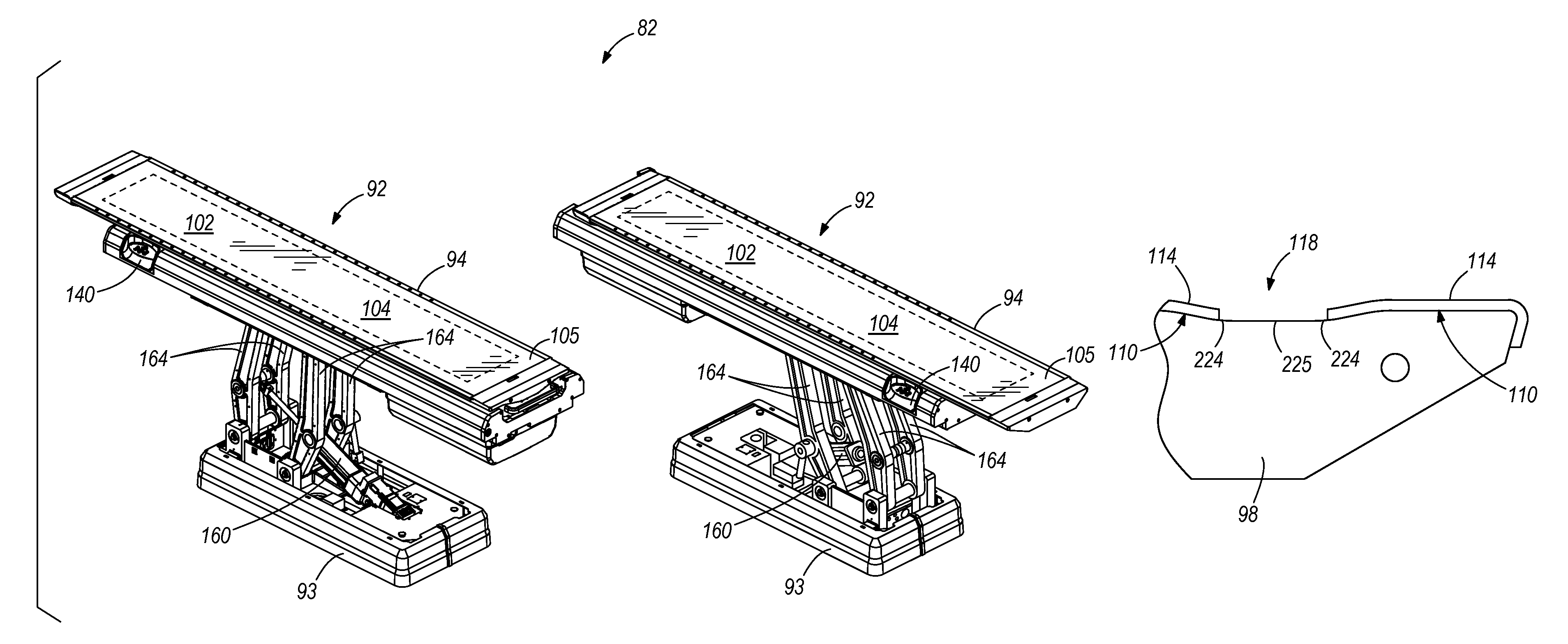 Patient support device with low attenuation properties