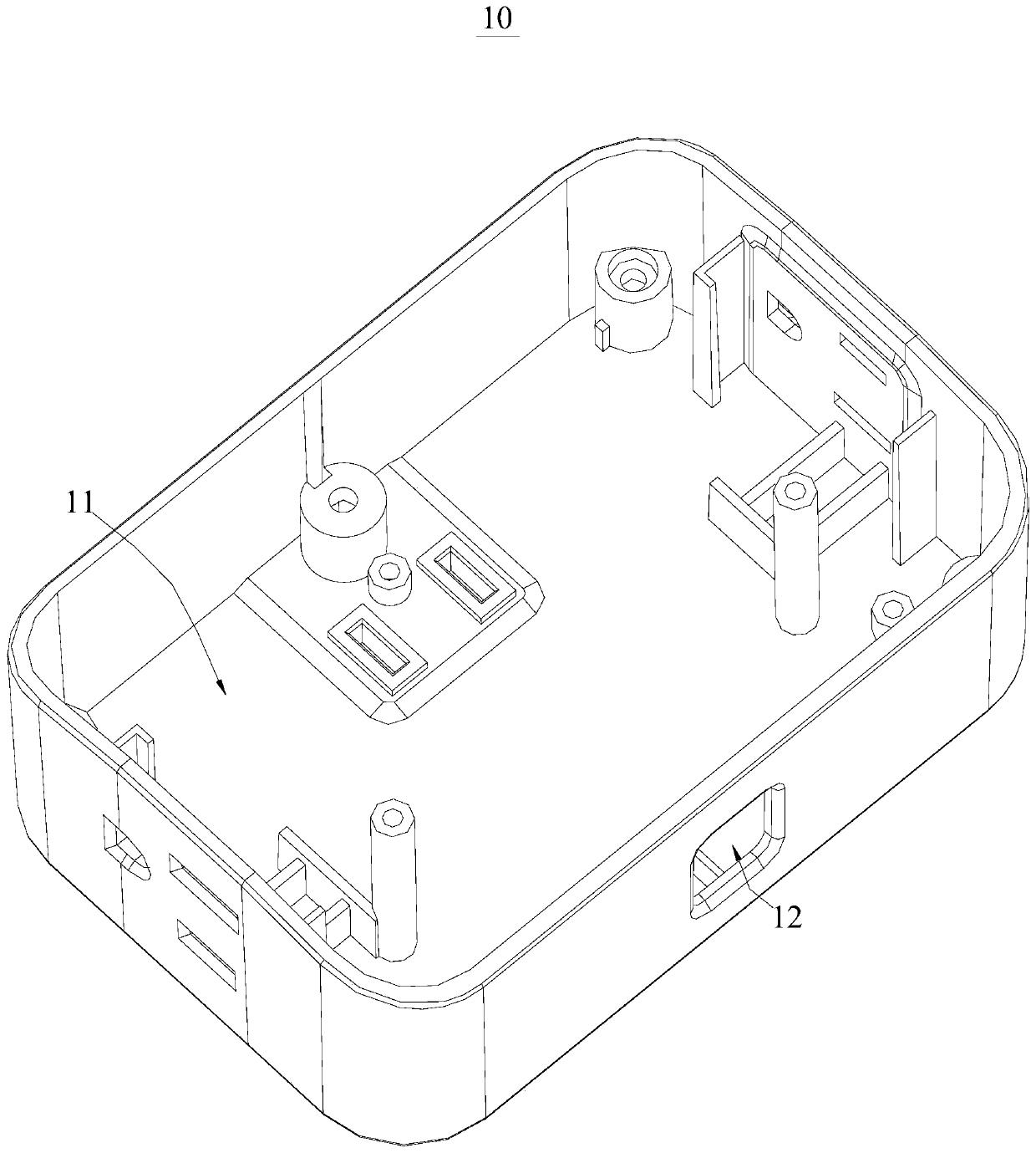 Socket shell injection molding mold uniform in glue injection