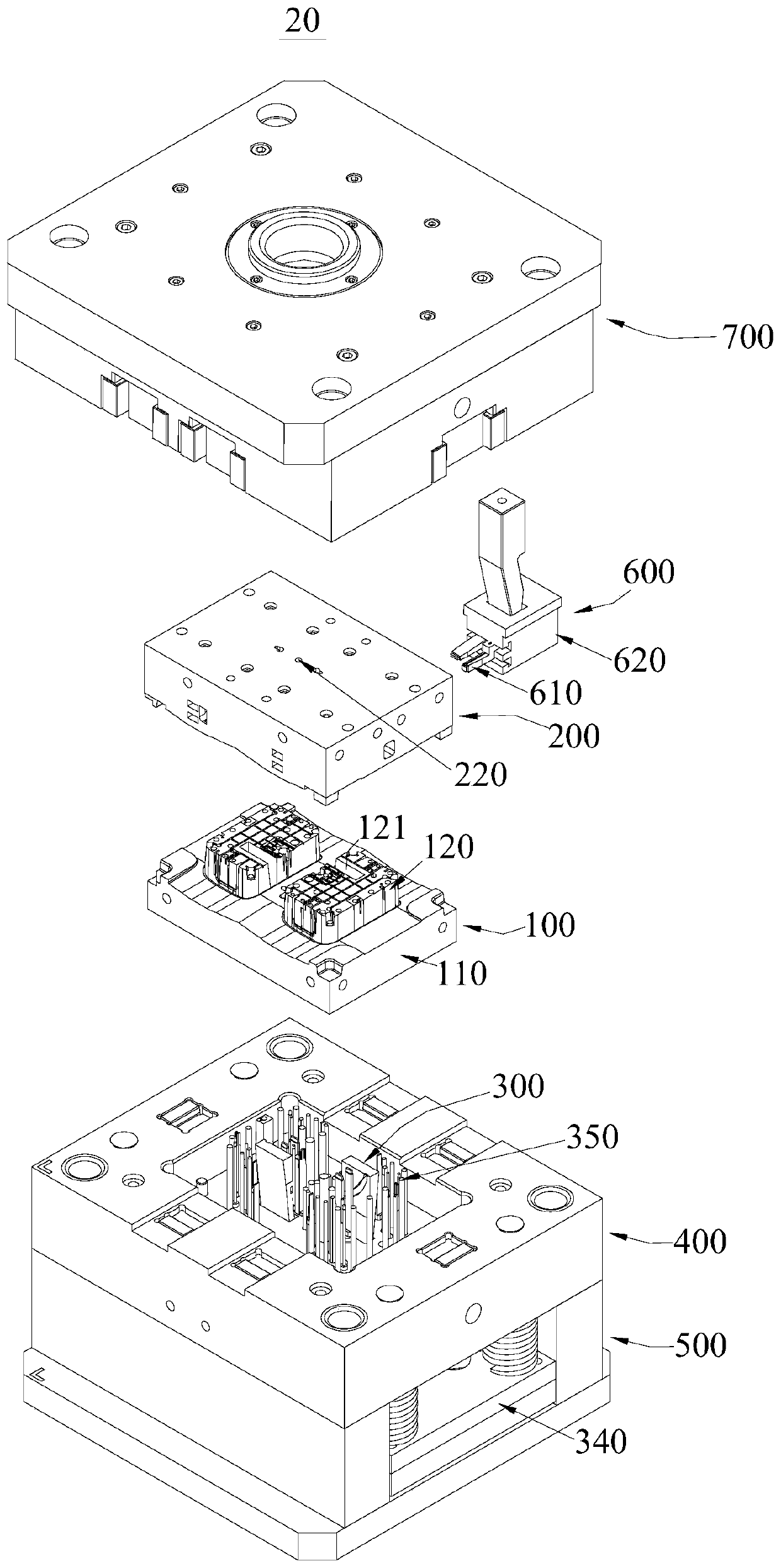 Socket shell injection molding mold uniform in glue injection